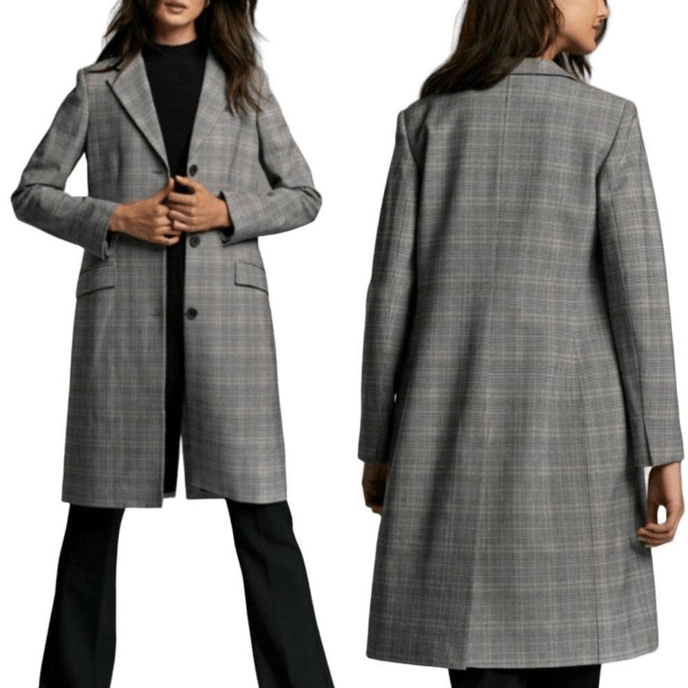 Babaton Gray Plaid Blazer Coat